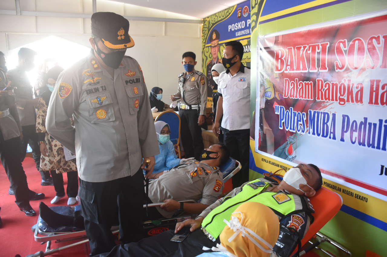 POLRES MUBA MELAKSANAKAN DONOR DARAH BUAT MASYARAKAT OPERASI JANTUNG DI RUMAH SAKIT SEKAYU