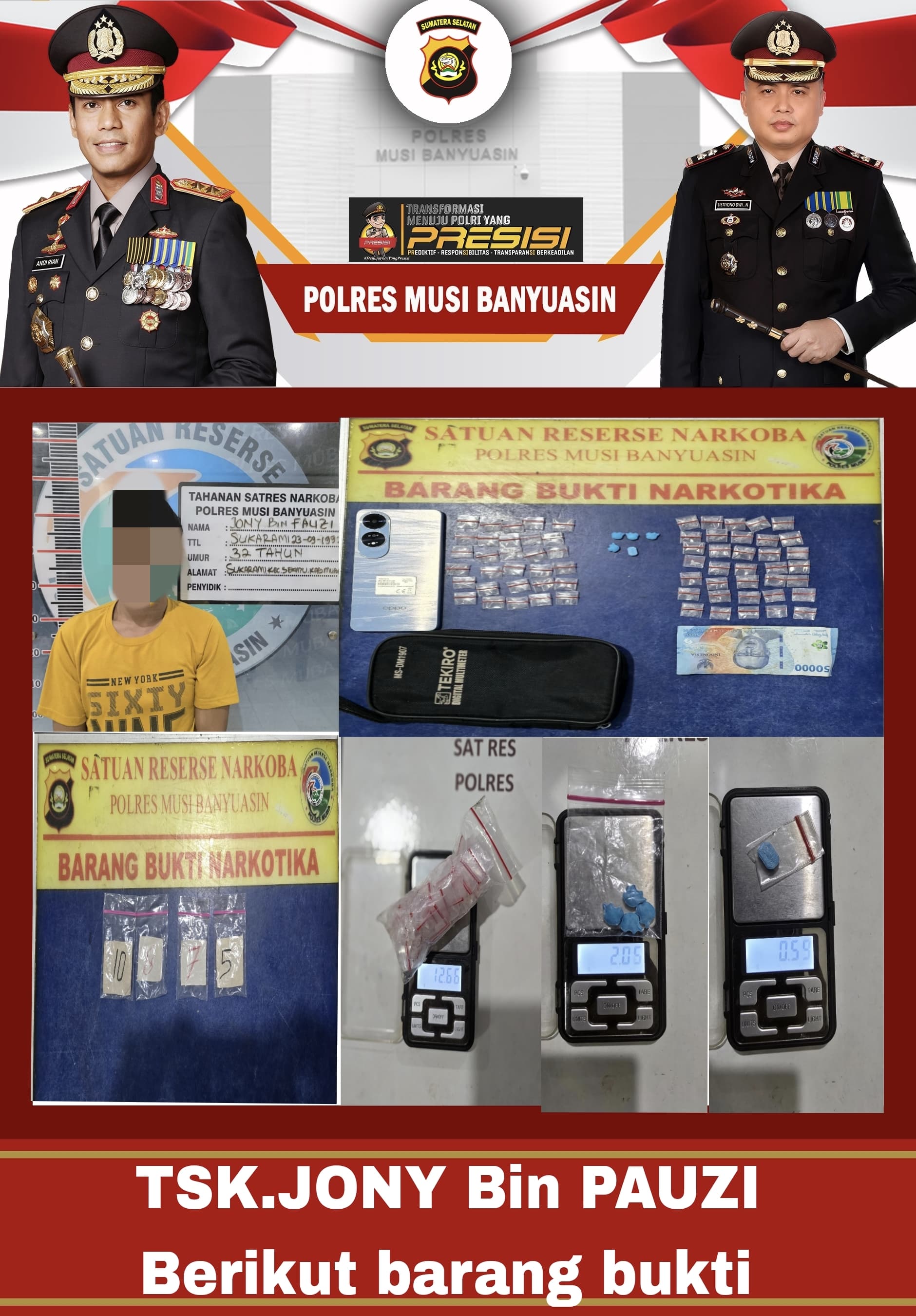 Pria  terduga pengedar sabu diringkus Satresnarkoba Polres Muba